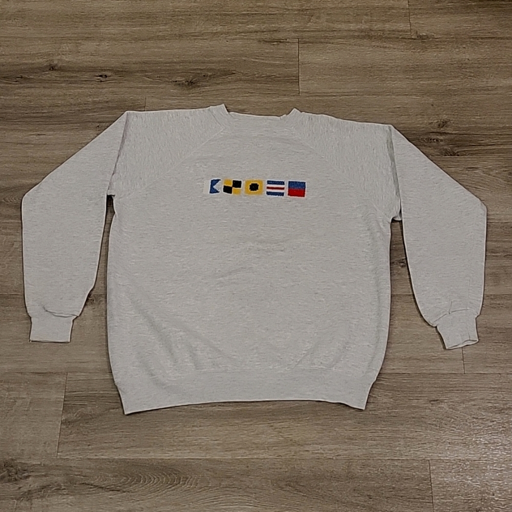 HANES Her Way Vintage Flags Sweater Size XL